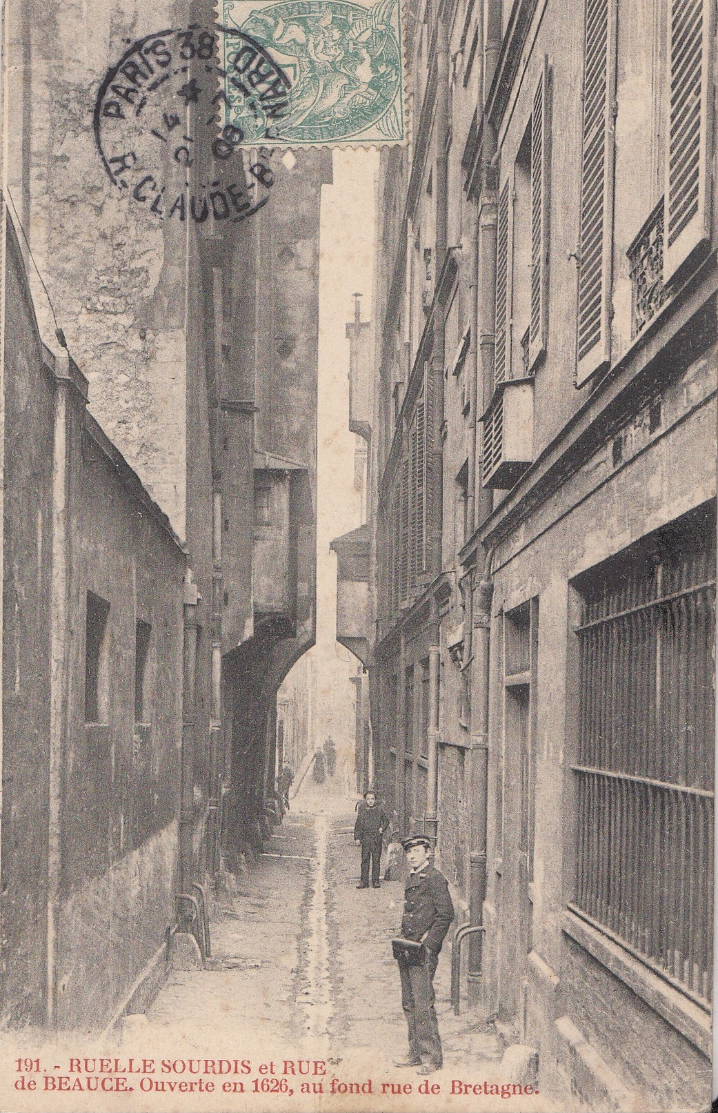 CARTE POSTALE DE PARIS / 3 EME ARRONDISSEMENT / RUELLE SOURDIS / RUE DE BEAUCE - Arrondissement: 03