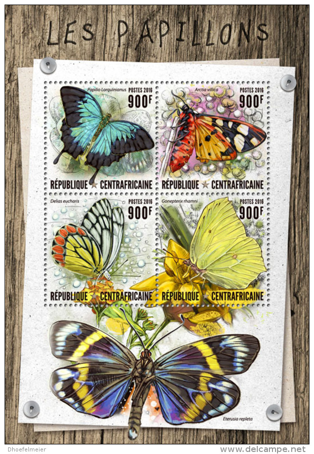 CENTRALAFRICA 2016 ** Butterflies Schmetterlinge Papillons M/S - OFFICIAL ISSUE - A1649 - Schmetterlinge