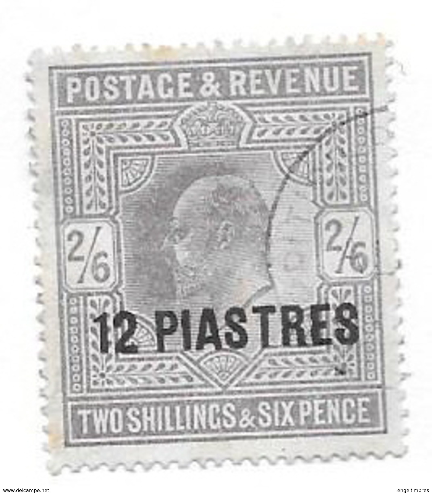 British LEVANT - Edward 7th  Stamp With Turkish Currency Overprint -  SG 11  12 Piastres Pale Shade  USED Note-> - Brits-Levant