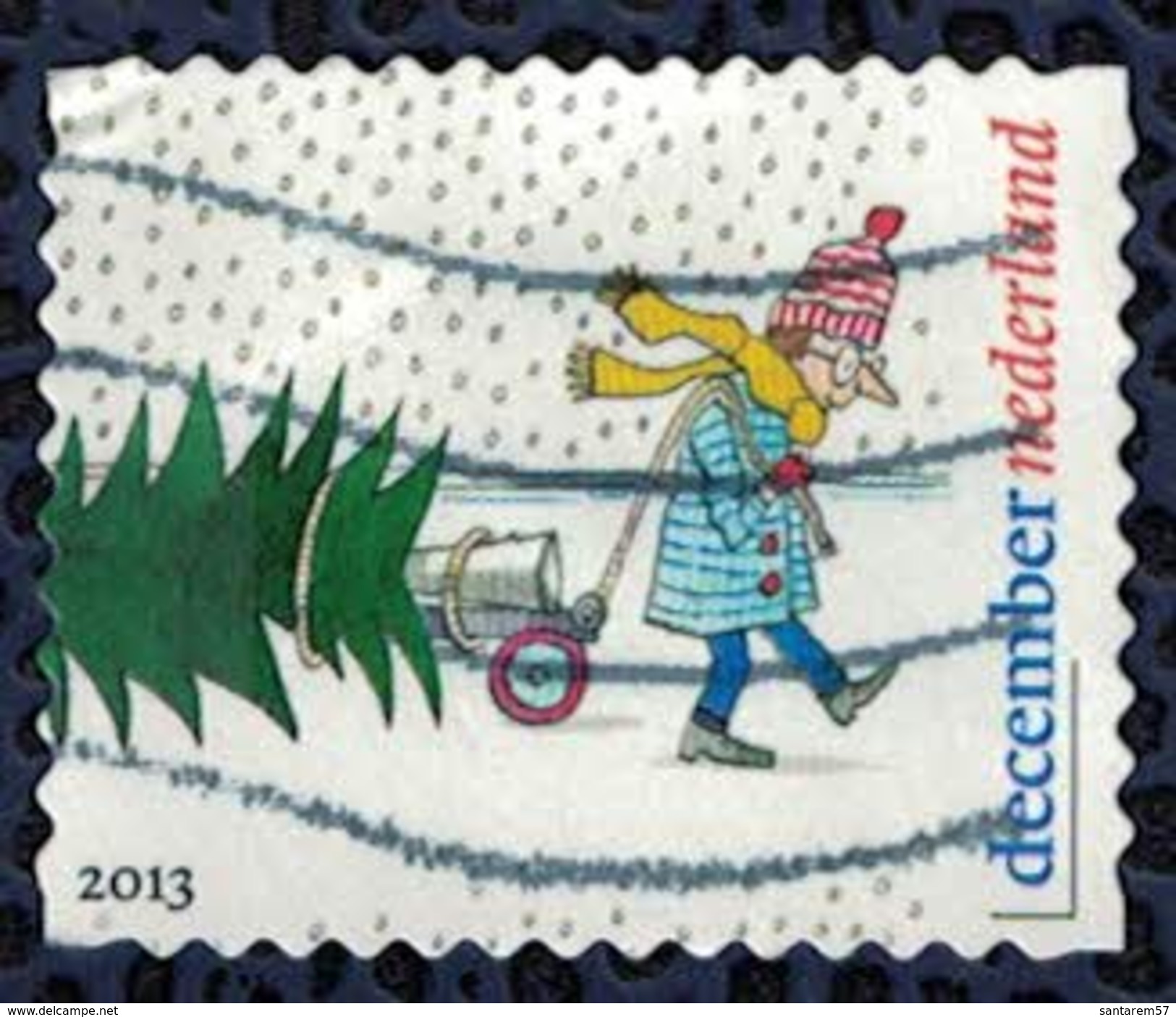 Pays Bas 2013 Oblitéré Used Scènes De Noël December Transportant Le Sapin De Noël - Used Stamps