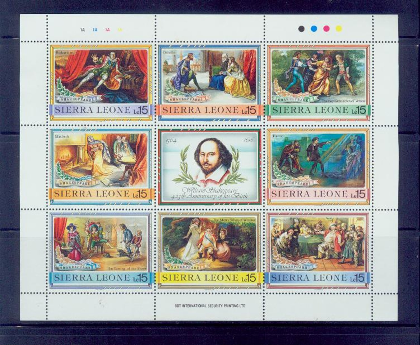 Sierra Leone/1989 Shakespeare 425th Anniv. Of His Birth S/s  /very Nice - Scrittori