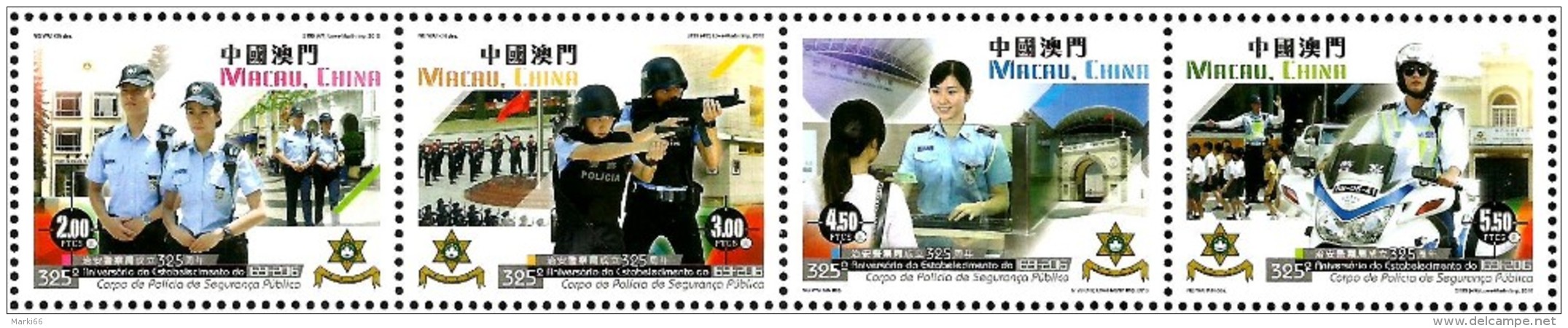 Macao - 2016 - 325th Anniversary Of Establishment Of Public Security Police Force - Mint Stamp Set - Nuevos