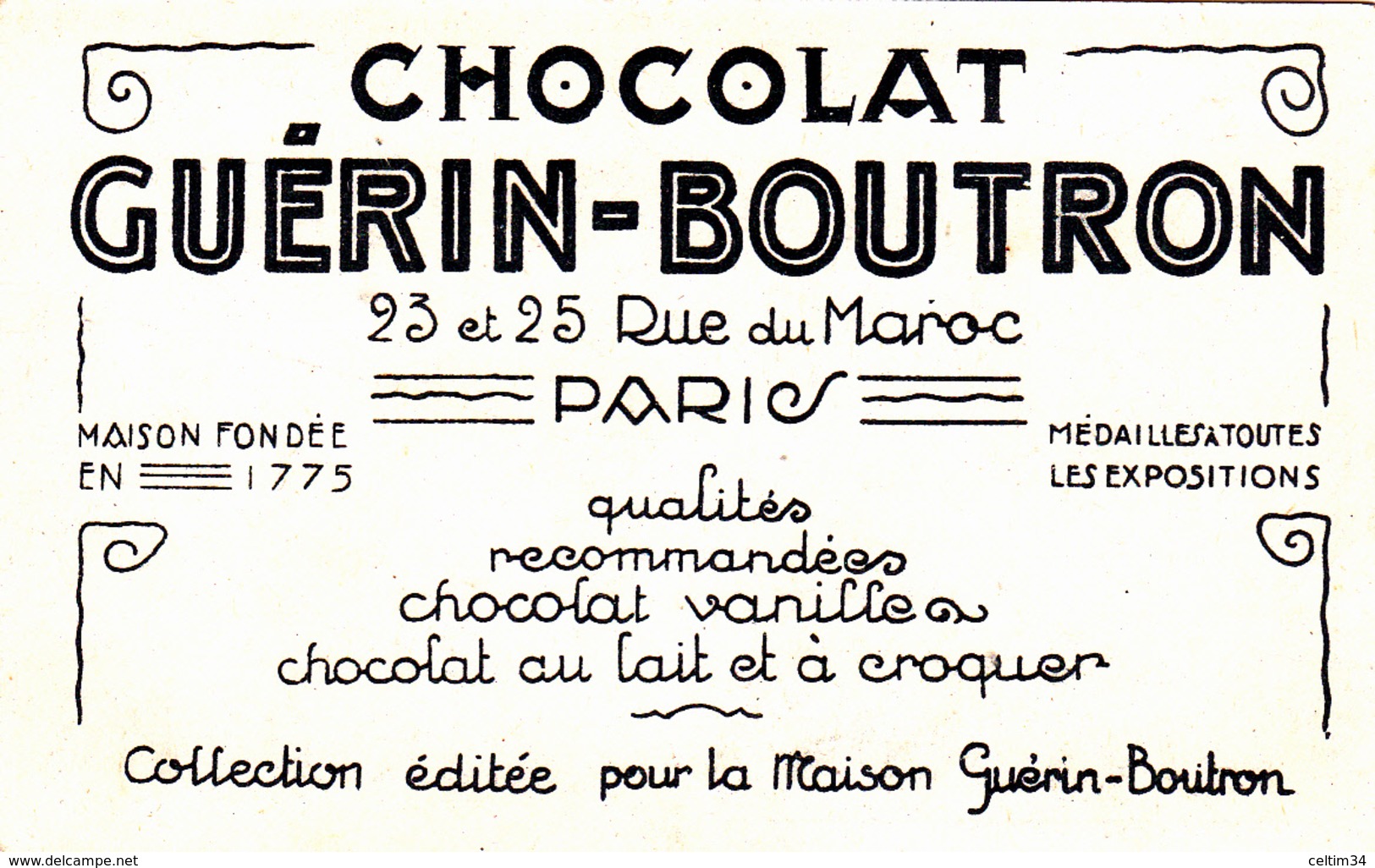 Image Pub  Chocolat  GUERIN - BOUTRON  -  La Toilette - Guerin Boutron