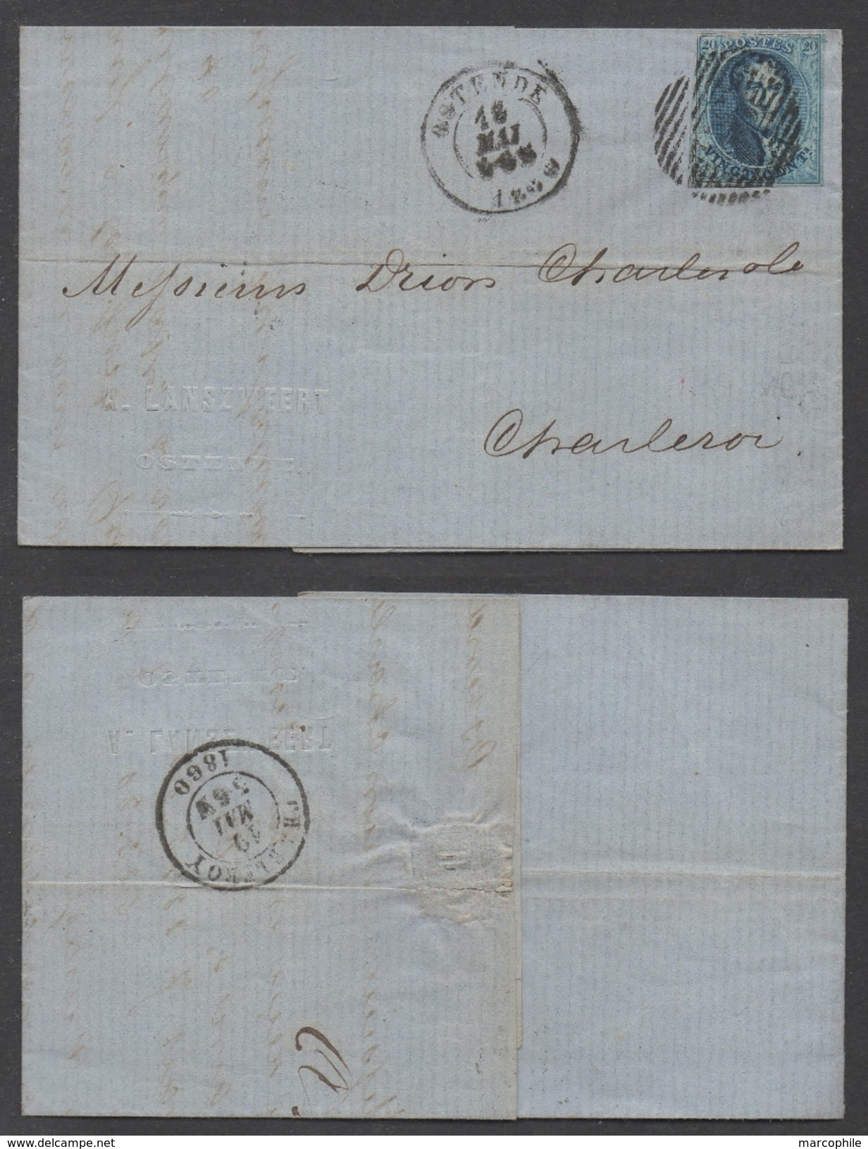 BELGIQUE - BELGIE / 1860 LAC D'OSTENDE POUR CHARLEROI (ref 7371) - 1849-1865 Medallones (Otros)