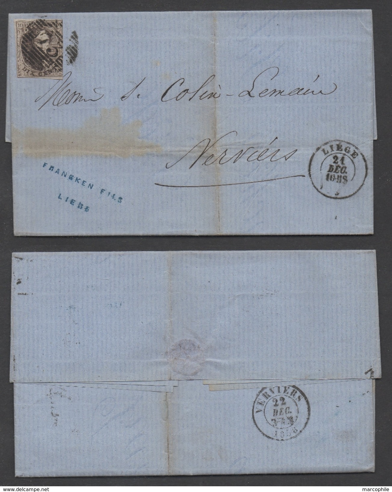 BELGIQUE - BELGIE / 1858 LAC DE LIEGE POUR VERVIERS (ref 7367) - 1849-1865 Medaillons (Varia)