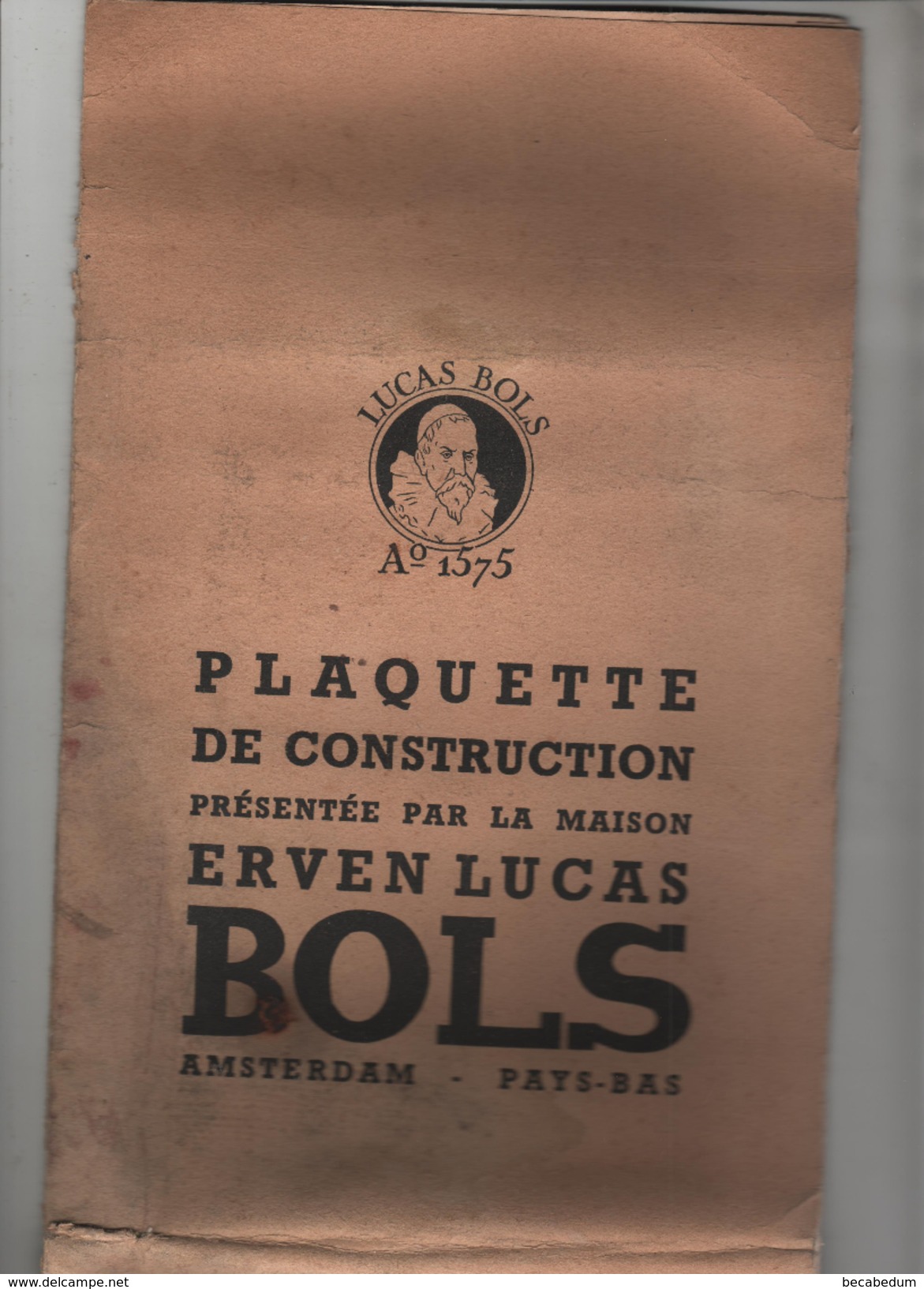 Plaquette De Construction Maison Erven Lucas Bols Amsterdam Ao 1575 Lootsjen Model Liqueuren Huysje - Andere Plannen