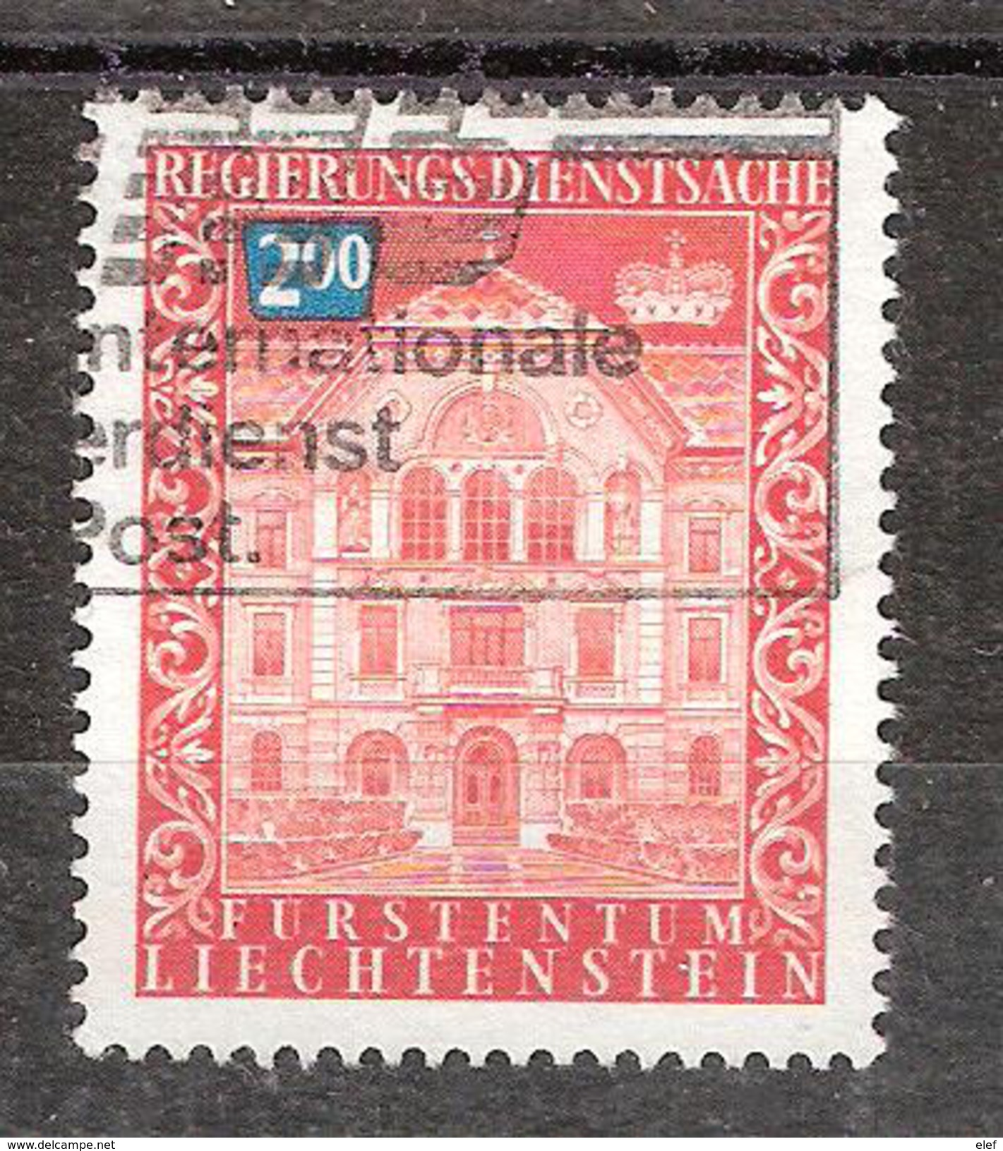 LIECHTENSTEIN, 1976, Service / Regierungs Dientsache Yvert N° 68, 200 R Vermillon / Vert Bleu ,TB - Service