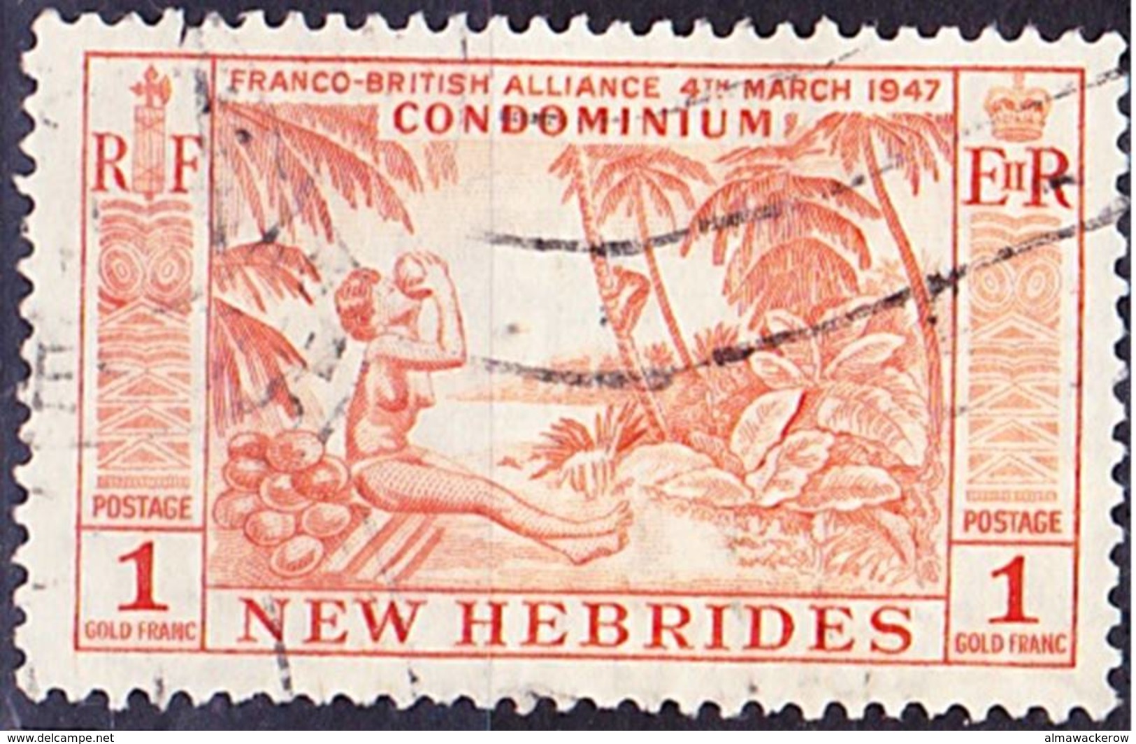 2016-0911 Nouvelles Hébrides 1957 Yvert 194 Oblitéré O - Oblitérés