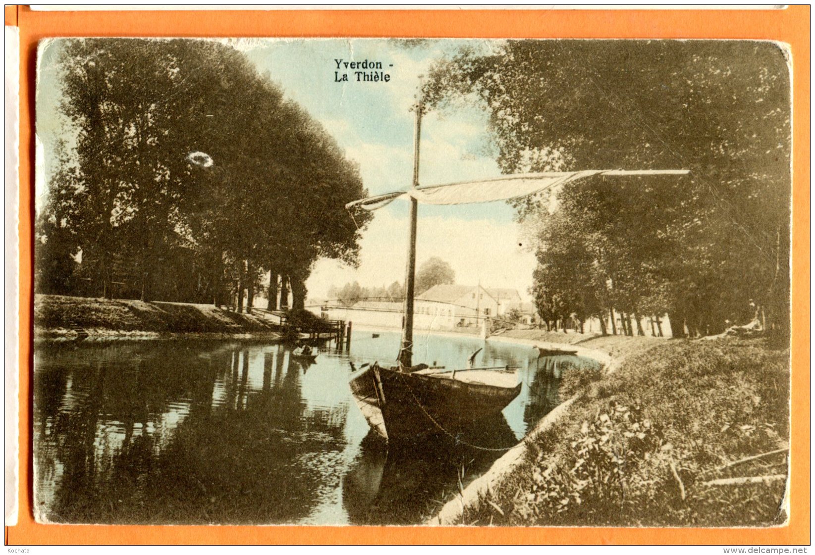 K162, Yverdon, La Thièle, Barque à Voile, Marque De Pli, 339 B, édit. Chapallaz, Circulée 1919 Sous Enveloppe - Yverdon-les-Bains 