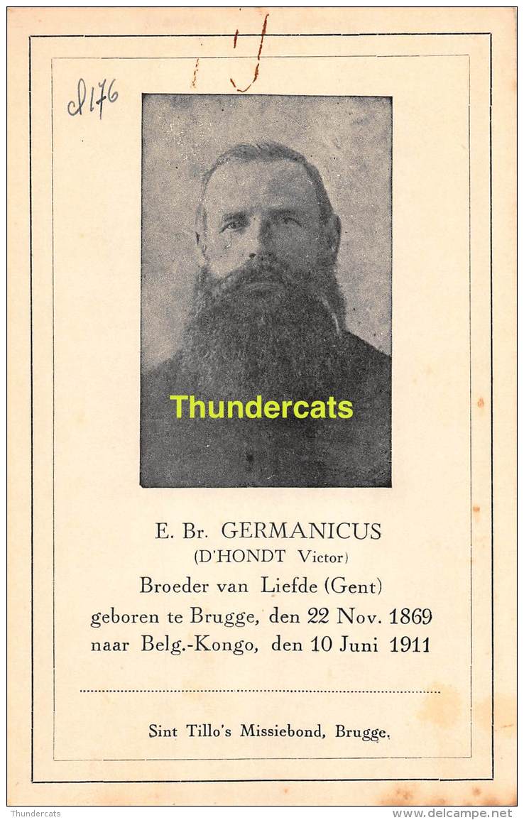 BROEDERE GERMANICUS D'HONDT VICTOR BROEDER VAN LIEFDE GENT BRUGGE 1869 KONGO 1911 - Images Religieuses