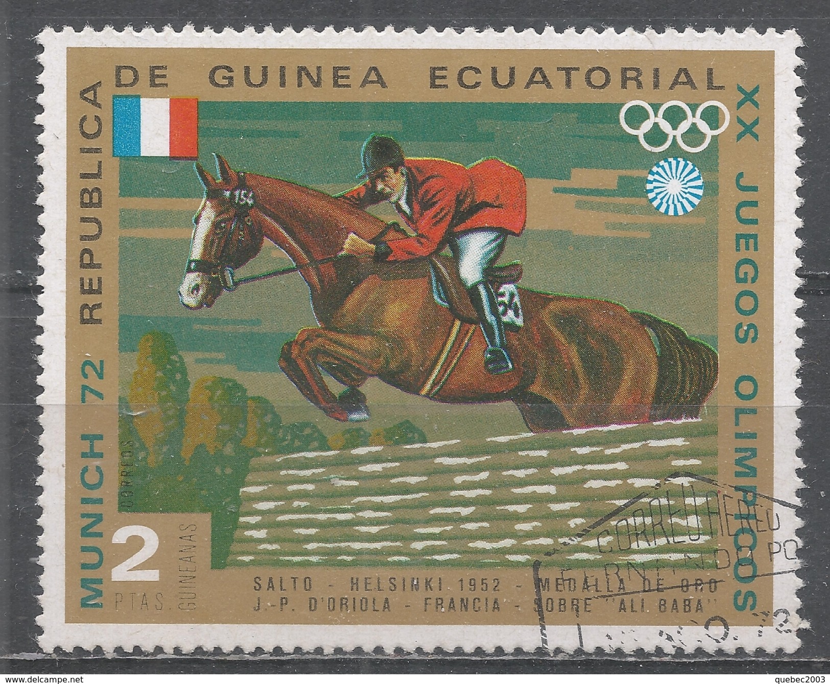 Equatorial Guinea 1972. Scott #72147 (U) J-P D'oriola And ''Ali Baba'' (FRA), Helsink1 1952, Gold Medal - Equatoriaal Guinea