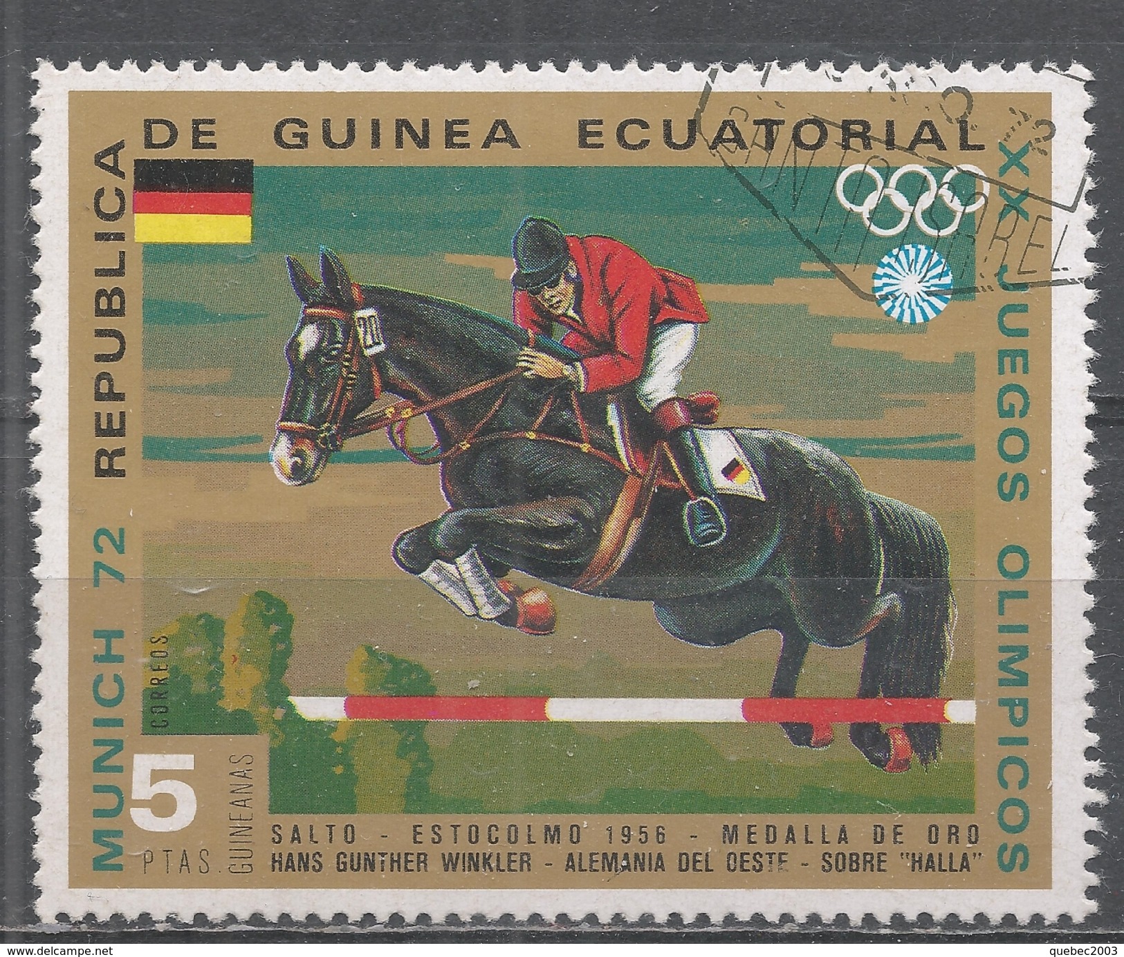 Equatorial Guinea 1972. Scott #72149 (U) Hans Gunther Winkler And ''Halla'', Stockholm 1956, Gold Medal - Guinée Equatoriale