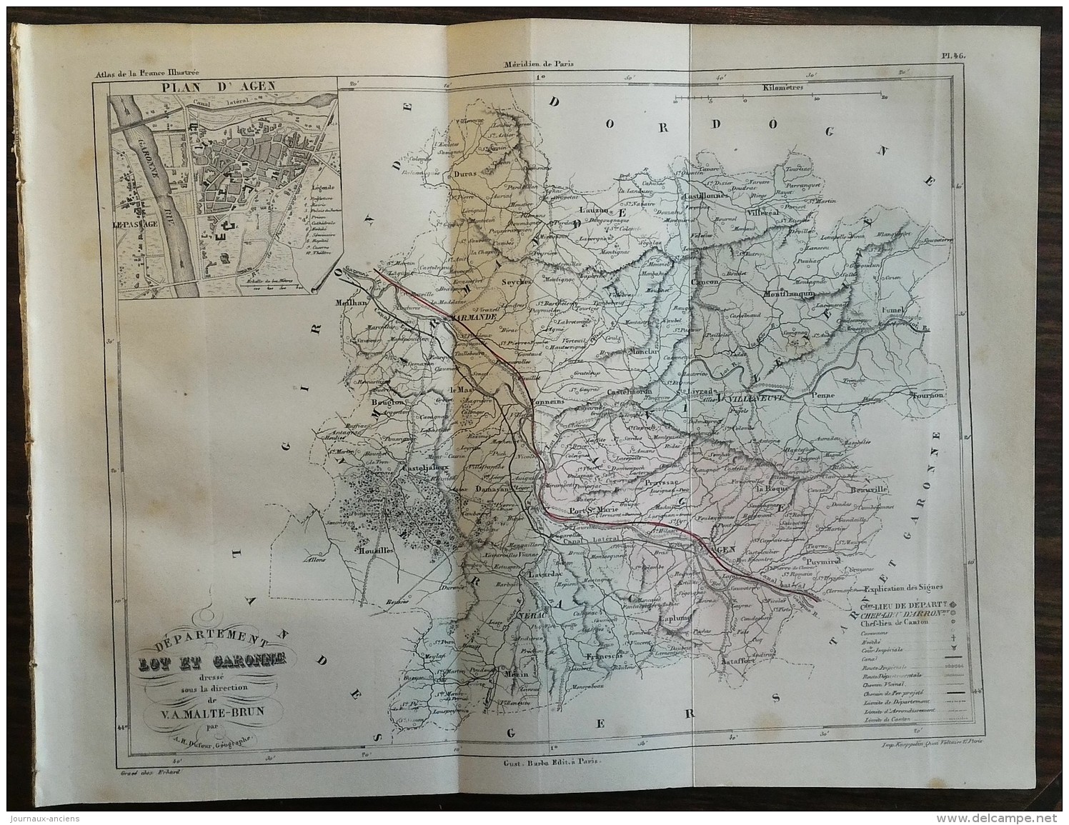 CARTES DU LOT ET GARONNE - ATLAS DE LA FRANCE ILLUSTRÉE - AGEN - MOULIN DE BARLASTE ETC ... - 1850 - 1899