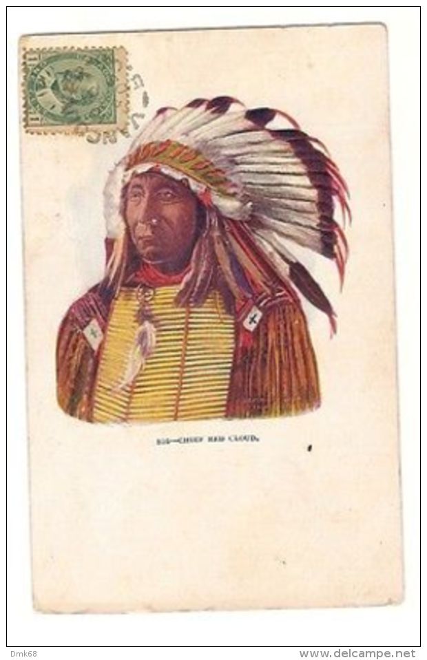 CHIEF RED CLOUD - INDIAN - EMBOSSED POSTCARD - STAMP - 1906 - RARE - Indiens D'Amérique Du Nord