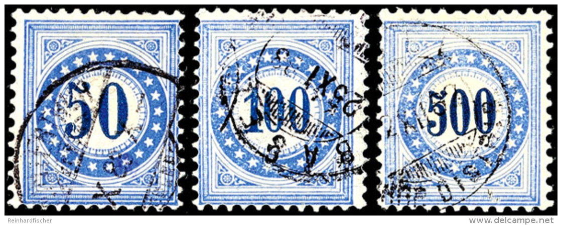 10 Bis 500 C. Ultramarin/dunkelblau, Faserpapier, Kopfstehender Rahmen, Kpl. Satz Tadellos Gestempelt, Mi. 1.505.-,... - Impuesto