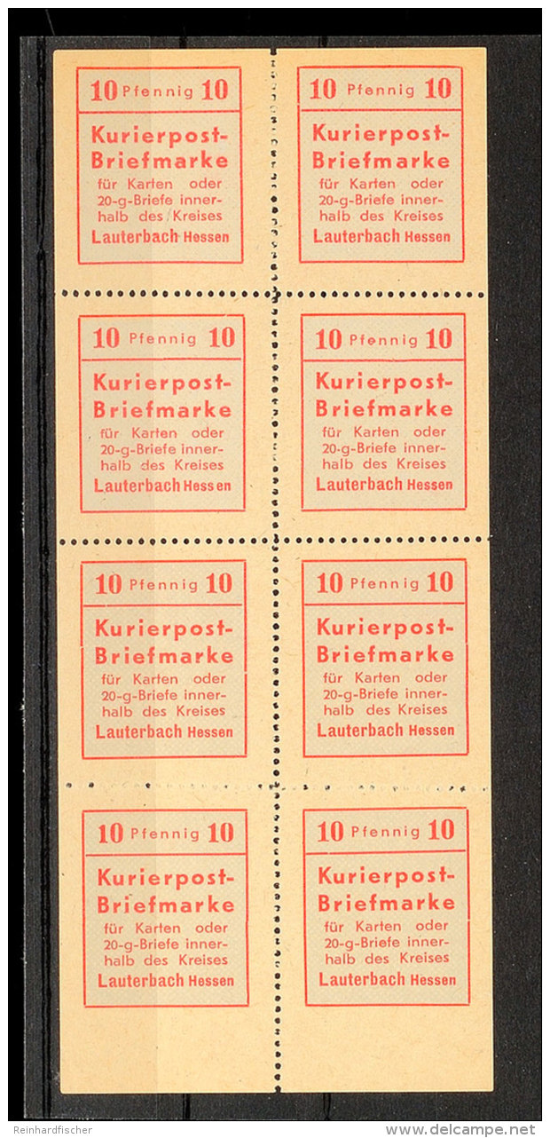 10 Pfg Kurierpost-Briefmarke, Kpl. Kleinbogen, Postfrisch, Rechts Unten Neben Rechter Unterer Marke Kleiner Spalt,... - Lauterbach