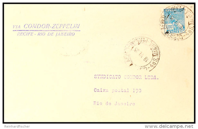 1935, 7. SAF, Brasilianische Post, Recife - Rio De Janeiro, Brief Mit Empf&auml;ngeradresse Syndicato Condor LTDA... - Otros & Sin Clasificación