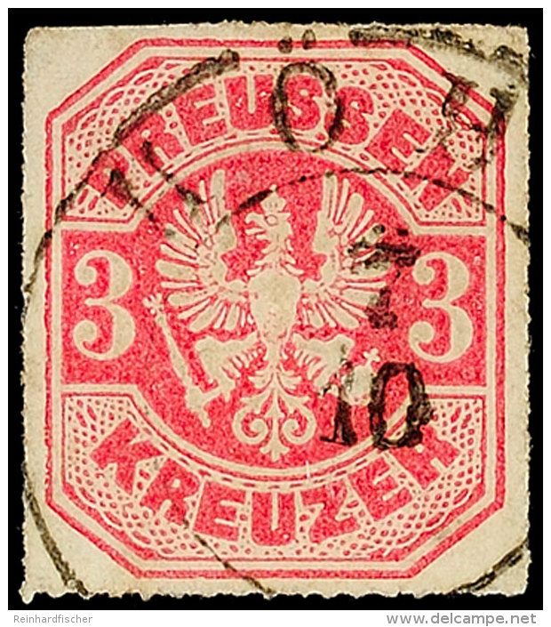 "H&Ouml;HR 7 10 (1867)" - K2, Gerade Aufsitzend Auf Preu&szlig;en 3 Kr., Oben Links Minimal Scherentrennung,... - Otros & Sin Clasificación