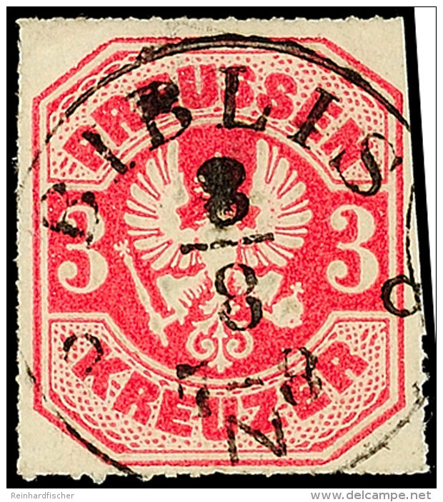 "BIBLIS 8/8 (1867)" - K1, Zentrisch Klar Auf Preu&szlig;en 3 Kr., Rechts Teils Scherentrennung, Katalog: Pr.24... - Otros & Sin Clasificación