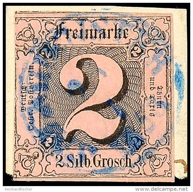 "SALMUENSTER 27 1 1853" - Tintenblauer K1, Lesbarer Abschlag Auf Briefst&uuml;ck Mit Dreiseitig Vollrandiger 2... - Otros & Sin Clasificación