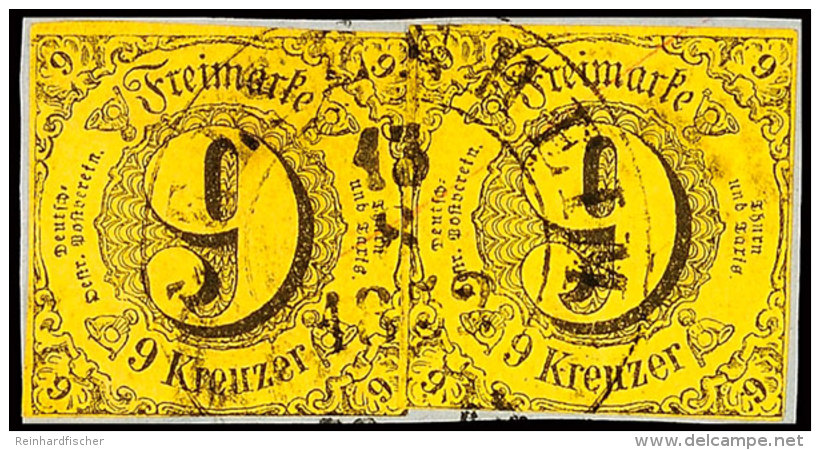"GEISENHEIM 13 8 1852" - K2, Herzogtum Nassau, Klarer Abschlag Zzgl. Rotem Tintenstrich Auf Briefst&uuml;ck Mit... - Otros & Sin Clasificación