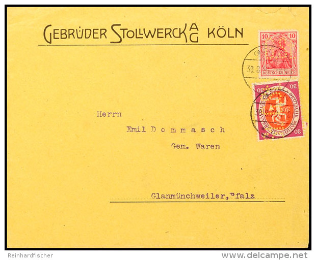 Nahrung Und Genuss, S&Uuml;SSIGKEITEN, Deutsches Reich 1923, Brief Der Firma Gebr&uuml;der Stollwerk A.G. K&ouml;ln... - Otros & Sin Clasificación