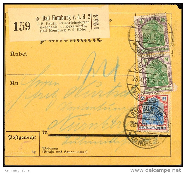 Nahrung Und Genuss, BACKWAREN, Deutsches Reich 1921, Paketkarte Mit Selbstbucher-Paketzettel "J.F. Pauly,... - Otros & Sin Clasificación