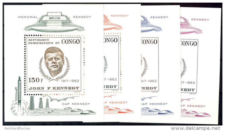 "Kennedy", Kpl. Tadellos Postfr. Block-Garnitur, Mi. 102,--, Katalog: Bl. 8/11 **Kennedy, Complete In Perfect... - Otros & Sin Clasificación