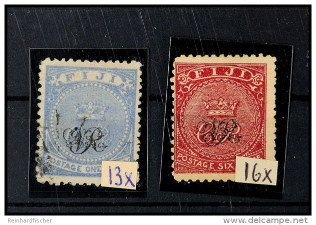 1 P. Ultramarin U. 6 . Rosa, Normales Papier, Tadellos, Gestempelt, Katalog: 13x,16x O1 P. Ultramarine And 6 .... - Fiji (...-1970)