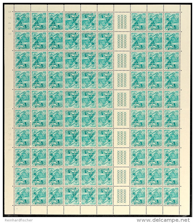 5 Rp. Landschaften 1937, Zwischensteg Mit 3 Kreuzreihen, Postfrisch, Mittig Waager. Gefaltet, Mi. 400,-, Katalog:... - Cuadernillos