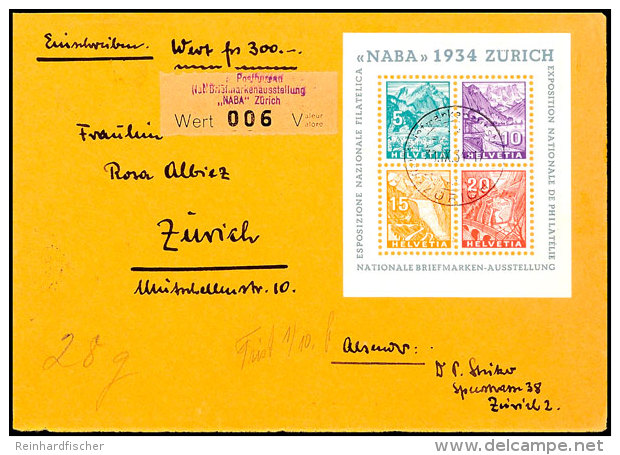 Blockausgabe "Nationale Briefmarkenausstellung Z&uuml;rich", Tadellos Gestempelt Auf Briefvorderseite, Mi. 750.-,... - Autres & Non Classés