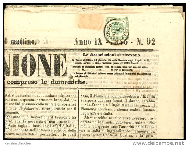 1853, 2 Kr. Auf Kpl. Zeitung, Marke Oben Links Minimal Touchiert, Sonst Tadellos Mit Sauberem Stempel Aus MILANO,... - Otros & Sin Clasificación