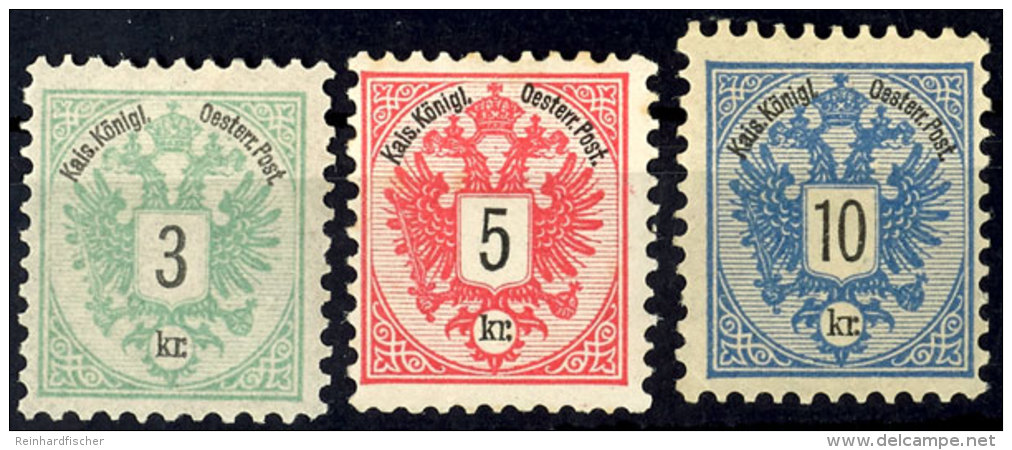 1883, 3-10 Kr. Sauber * In D-Z&auml;hnung, Pracht, Mi. 215,--, Katalog: 45/47 D *1883, 3-10 Kr. Clean * In... - Otros & Sin Clasificación