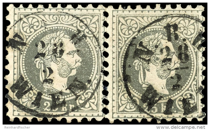 1867, 25 Kr. Als Tadellos Gestempeltes Waag. Paar, Katalog: 40I O, Paar1867, 25 Kr. Being An In Perfect... - Otros & Sin Clasificación