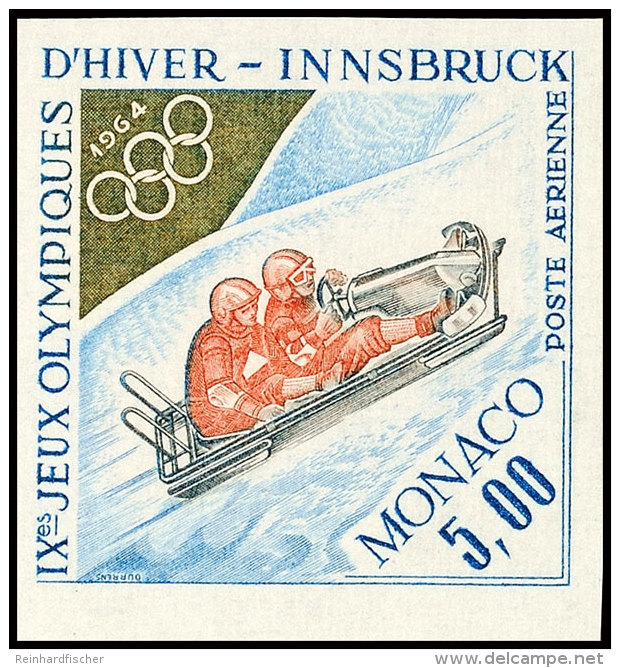 5 Fr. Flugpostmarke Winter-Olympiade 1964 Innsbruck, Zweierbob, UNGEZ&Auml;HNT Statt Gez&auml;hnt, Tadellos... - Otros & Sin Clasificación