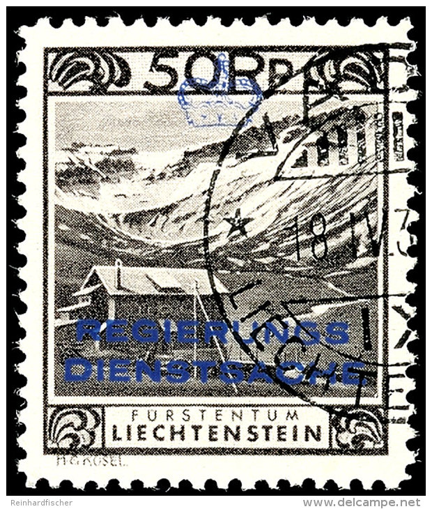 50 Rp. Mit Aufdruck, Gez. L 11&frac12;, Gestempelt VADUZ 18.IV.3?, Mi. 360.-, Katalog: 6B O50 Rp. With... - Otros & Sin Clasificación