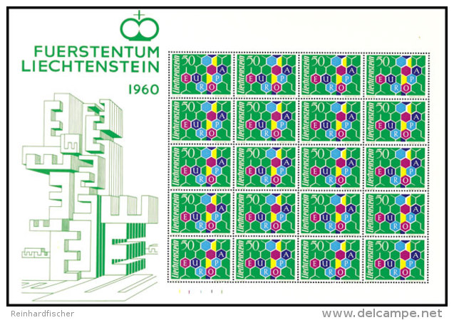 50 Rp. Europamarke 1960 In Type I, Kleinbogen Zu 16 Werten, Postfrisch, Durch Den Bogen Verl&auml;uft Eine... - Otros & Sin Clasificación