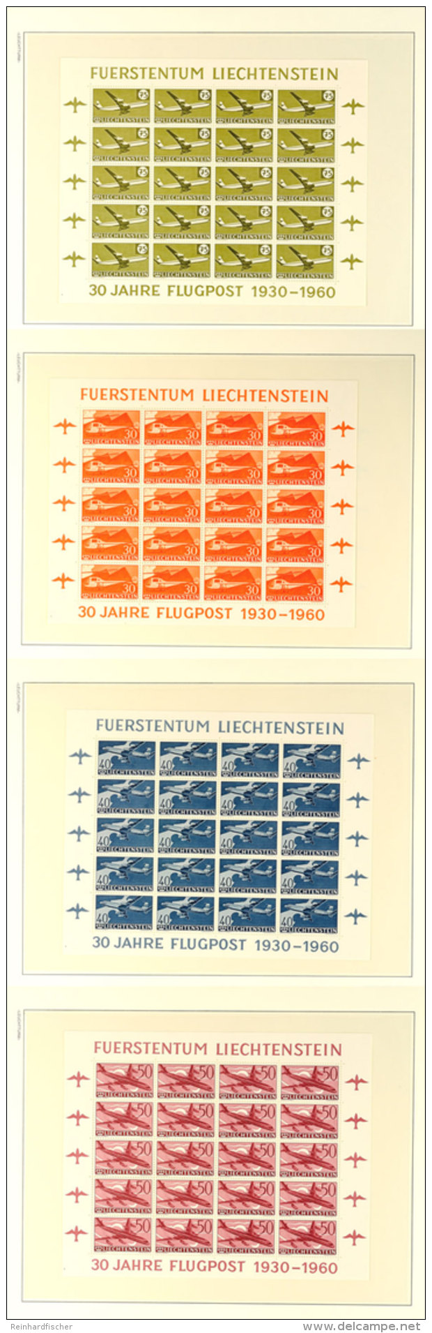 30 Bis 75 Rp., 30 Jahre Flugpostmarken, Kpl. Bogensatz Mit 4 Werten, Postfrisch, Mi. 540,-, Katalog: 391/94 (20)... - Andere & Zonder Classificatie