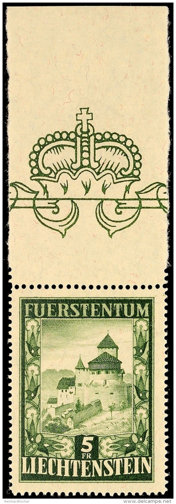 5 Fr. Vaduz, Postfrisches Luxusst&uuml;ck Mit Dekorativem Oberrand, Ungefaltet Und Ebenso Postfrisch, Mi. 250,- ++,... - Otros & Sin Clasificación