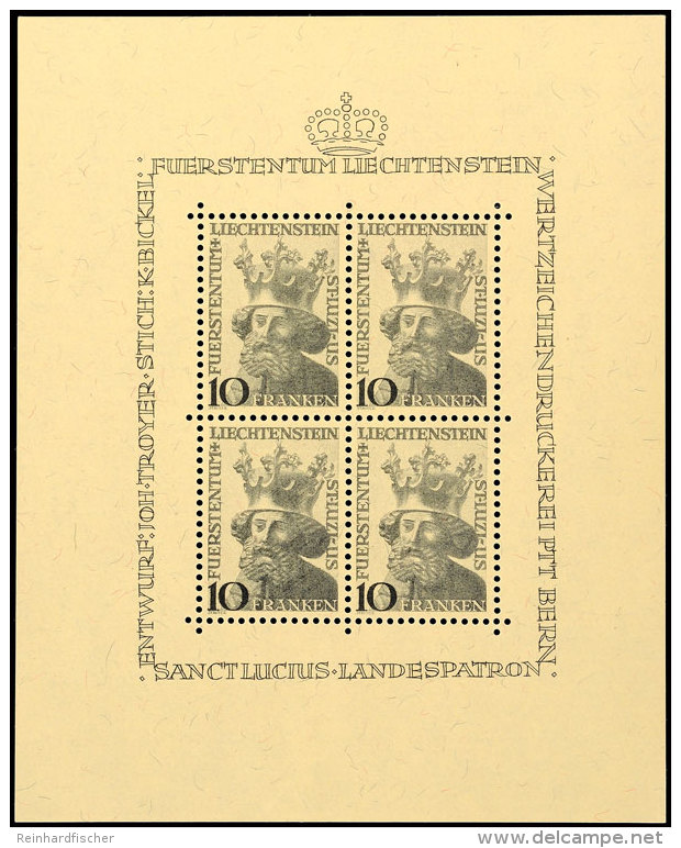 10 Fr. Luzius, Kleinbogen Postfrisch, Mi. 300,-, Katalog: 247Klbg **10 Fr. Luzius, Sheetlet Mint Never Hinged,... - Otros & Sin Clasificación