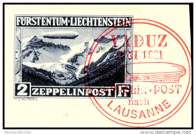1 Und 2 Fr. Zeppelin, Je Mit Rotem Sonderstpl. 2 Fr. Auf Briefst&uuml;ck (1 Fr. &frac12; Zahn), Mi. 600.-, Katalog:... - Otros & Sin Clasificación