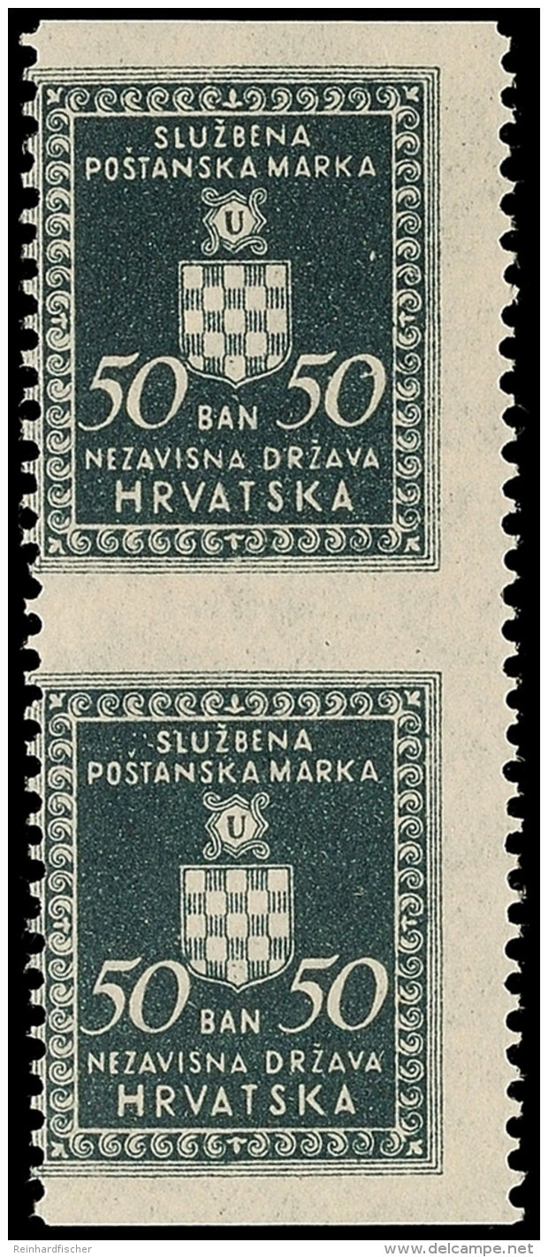 50 B. Senkrechtes Paar, Waager. Ungez&auml;hnt, Postfrisch, Fotokurzbefund Zrinjscak BPP Attest/Certificate:... - Croacia