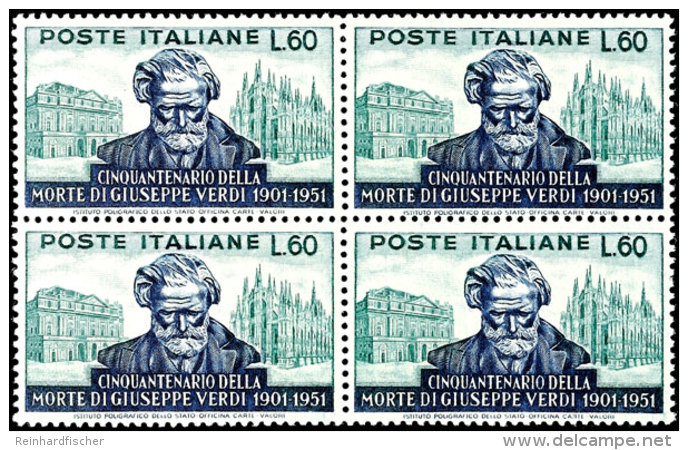 10 - 60 L. Guiseppe Verdi Komplett In Postfrischen 4er-Blocks, Mi. 220,-, Katalog: 850/52 **10 - 60 L. Guiseppe... - Sin Clasificación