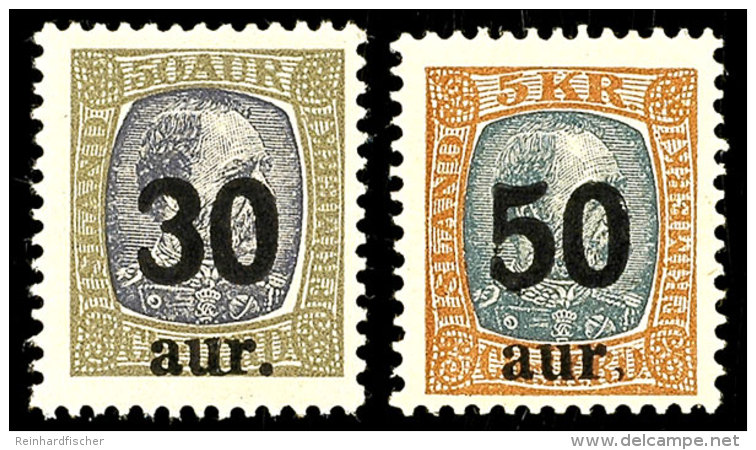 30 A. Und 50 A. Aufdruckwerte, Ungebr., Katalog: 112/13 *30 A. And 50 A. Overprint Items, Unused, Catalogue:... - Otros & Sin Clasificación