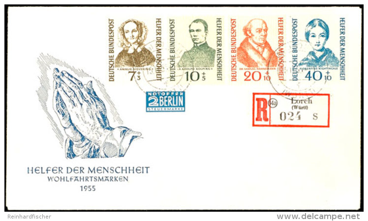 1955, Wohlfahrt Kpl. Auf Schmuck-FDC, Tadellos, Mi. 120,--, Katalog: 222/25 FDC1955, Welfare Complete On... - Otros & Sin Clasificación