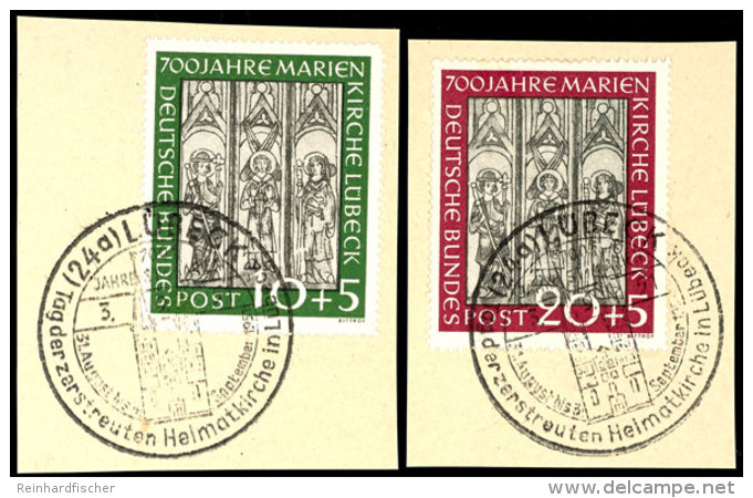 1951, "Marienkirche" Kpl. Je Einzeln Auf Briefst&uuml;ck Mit L&uuml;becker SSt., Tadellos, Mi. 160,--, Katalog:... - Otros & Sin Clasificación