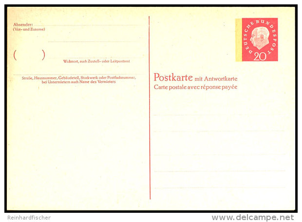 "Heuss"-Antwortkarte Ungebraucht, Tadellos, Mi. 360,--, Katalog: P 58 (*)Heuss Paid Reply Postal Card Unused,... - Otros & Sin Clasificación