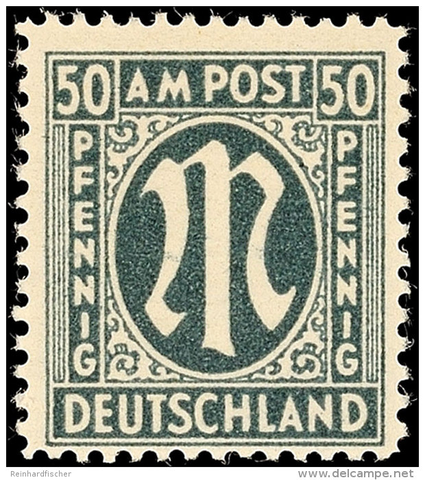 50 Pfg AM-Post Deutscher Druck, Z&auml;hnung C, Papier Z, Tadellos Postfrisch, Gepr. A. Schlegel BPP, Mi. 200.-,... - Otros & Sin Clasificación