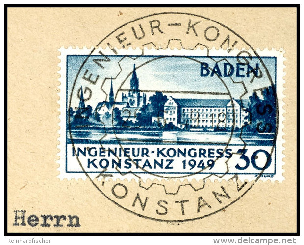 30 Pf Konstanz Tadellos Auf Briefst&uuml;ck Mit Zentrischem Sonderstempel "INGENIEUR-KONGRESS KONSTANZ", Tiefst... - Otros & Sin Clasificación