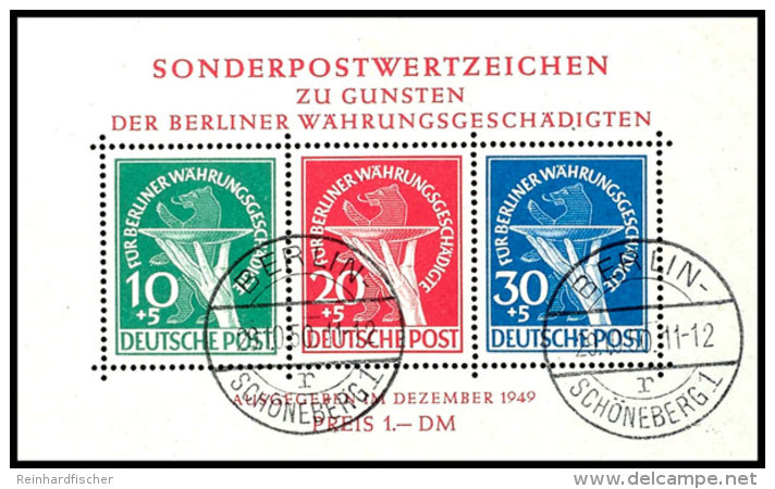 1949, "W&auml;hrungsgesch&auml;digten-Block" Tadellos Mit BERLIN-Stpl.; Gepr&uuml;ft Schlegel BPP Und Handschriftl.... - Otros & Sin Clasificación